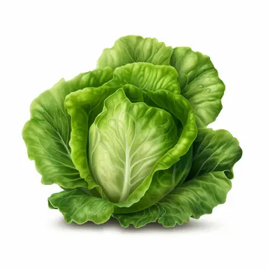 lettuce, illustration vector image, clipart, digital drawing, soft edges and blurred details, cute colorful, realistic super details, white background, object complete display, screen without watermark, element, PNG, 8k--ar 1:1