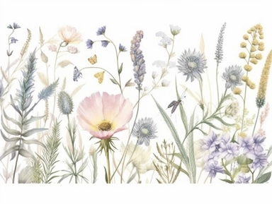 Clip art set.Coastal Elegance: Sea Lavender, Beach Sunflowers, and Sea Holly. Soft, Gentle, color pallete. perfect for adding a whimsical and romantic touch to invitations, stationery, and more, vector, contour, white background, clipart set, spaced out