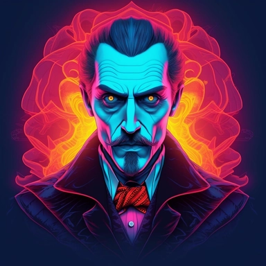 dracula, glowing eyes, clipart, Halloween, glow in the dark, neon, uhd, vivid, colorful, highly detailed