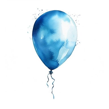 watercolor clipart white background blue single one balloon