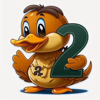 cartoon duck with number 2, Clipart, chibi