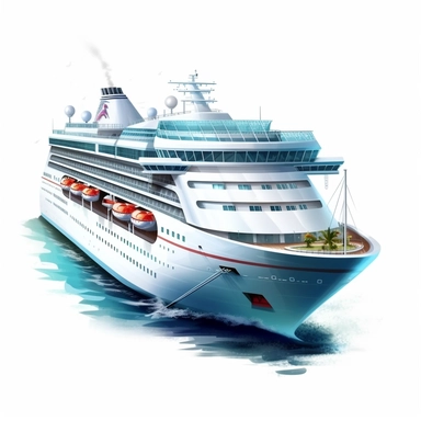 photorealistic cruise clipart,on white background with margins