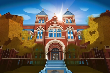 Clipart style: Capture the grandeur of an Academy school magnificent architecture with your professional-grade DSLR camera and wide-angle lens, immersing viewers in the vibrant colors and impeccable clarity of this high-definition image.