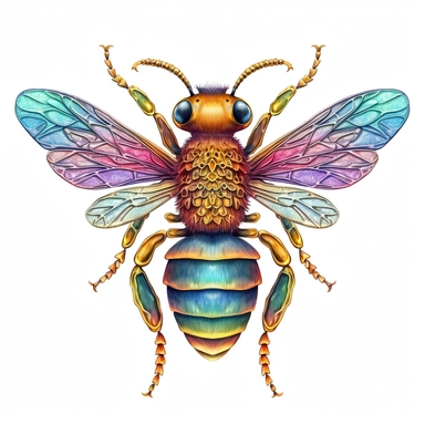 multicolored bee clip art, high detail — quality 1