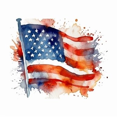 4th of July, watercolor clip art AR 3:2