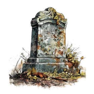 blank old Western grave headstone, no writing, rusty, dusty, watercolor, clipart, white background