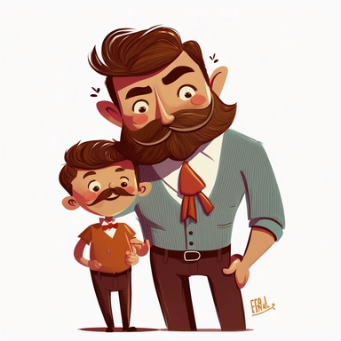 fathers day clipart, no words on art, cartoon, father and son, dad