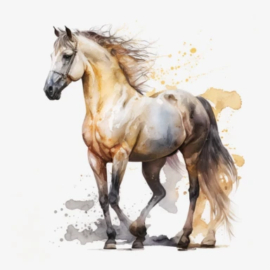 horse watercolor clipart illustration, transparent background
