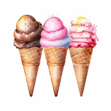 watercolor ice cream cone clip art white background