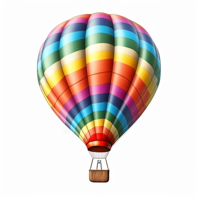 Hot Air Balloon realistic Clipart, White Background