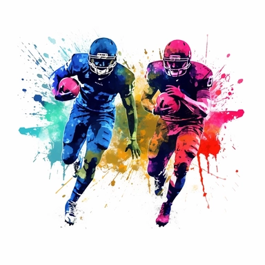 clipart, vector, american football players, graphic, lots of colors, splash