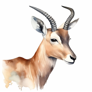 Antelope, watercolor clipart, white background