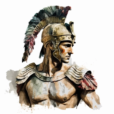 a handsome and ultra realistic hellenistic soldier with watercolor effect,full body,ultra realistic,ancient greece vibe,white background,suitable for digital clipart,hellenistic scene,ancient greece,vibrantly colors,greek columns