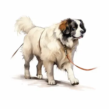 Landseer, Walking, cartoon, Clipart, white background, no text, no caption