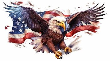 inspiring, American flag, Bald Eagle, red white blue, patriotism, clipart, white background