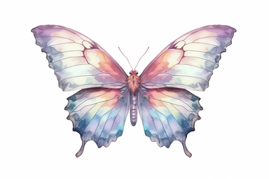Watercolor, Design an ethereal illustration of a Checkered White butterfly with its delicate wings and soft pastel colors, clipart, hd, on a white background, spaced out