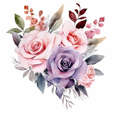 watercolor roses. big beautiful wedding . boho bouquet. clipart. white background