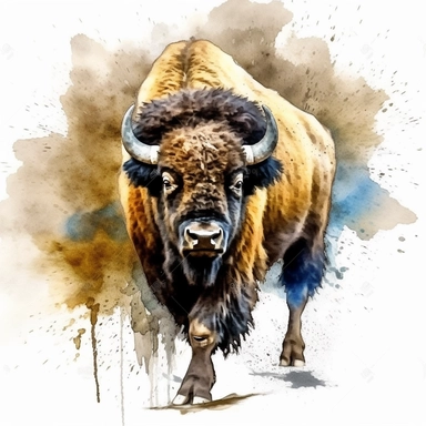 american bison oil painting watercolor clipart graffiti