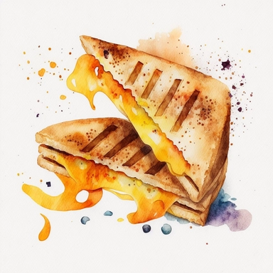 watercolor grilled cheese clipart with white background