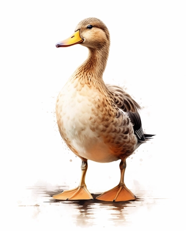 a realistic duck clipart with watercolor illustration, full body shot ,8k, style of Bohemian, style of Anna Süßbauer and Jon Klassen,vector, Vector, white background,Solid Background, Sharpness and clarity, masterpiece, trending on Artstation and Dribbble.