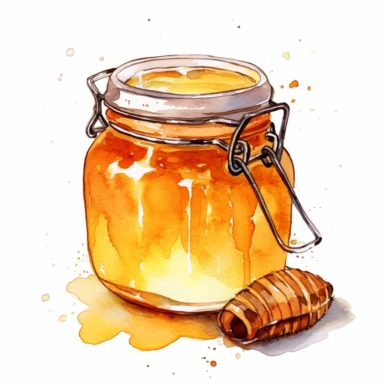 Honey jar watercolor clipart white background