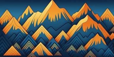 seamless repeating mountain pattern in shiny orange and blue, pop art, blue print, high resolution, adobe illustrator, graphic clipart, flat illustration, highly detailed clean, vector image, simple, isometric, bright vector minimalistic abstract geometric repeating patterns blueprint drawing