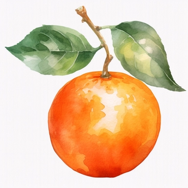A colorful watercolor orange clipart in PNG format, vector, with a white background and easy to cut out