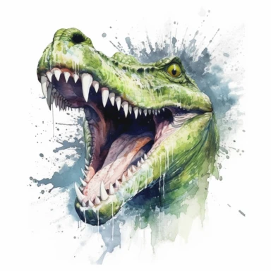a Crocodile Open Mouth. in the style of watercolour clipart with detailed brush strokes