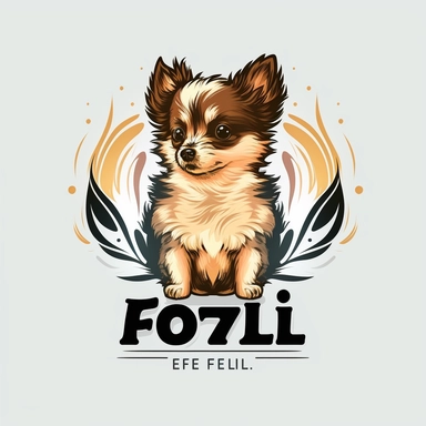 Logo for a fuel brandname eco, spitz puppy, clipart style, cute, two color, uplightingl