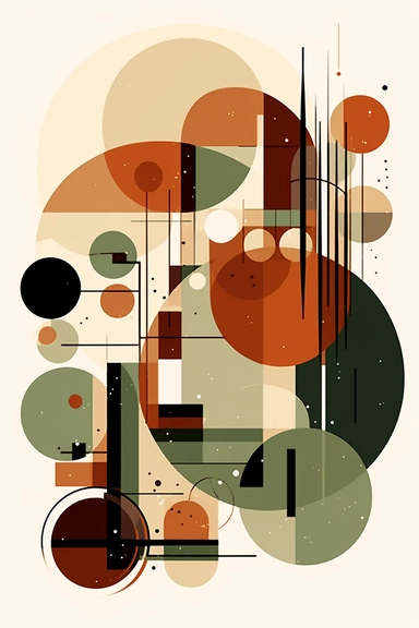 minimalist bauhaus Illustration, mid century abstract, earth tones color scheme, highlighting earth colors, vector design, art, high definition, no borders, no text, clipart, high definition, highly detailed,sharp lines,white background