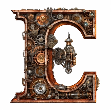 Steampunk, Letter J, clipart, white background