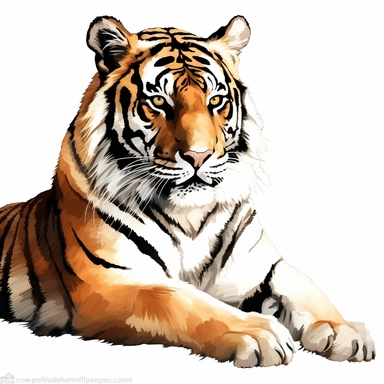 clipart of a bengal tiger, white background