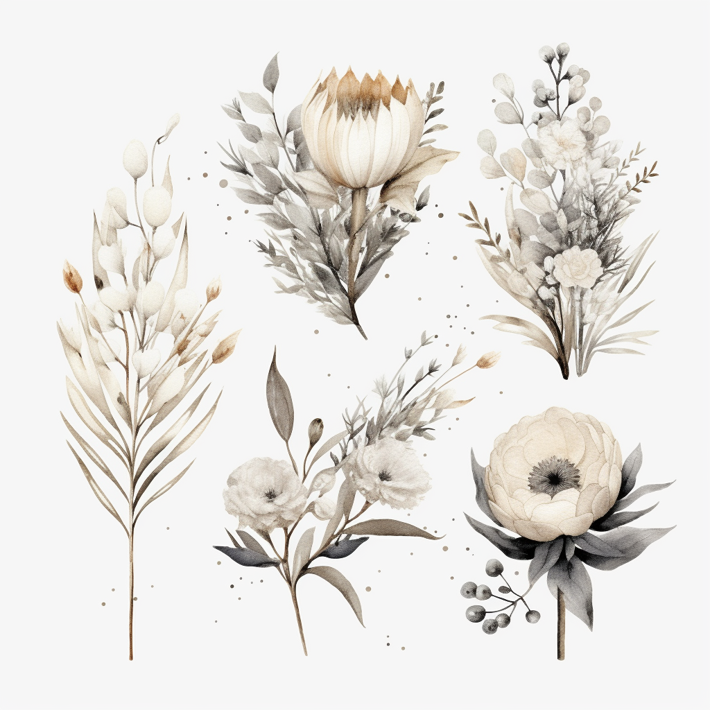 gray flower cliparts
