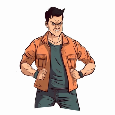 A Man with Angry Face, Body and Hand Expression, White background, Half Body Image, Clipart, Vector illustration
