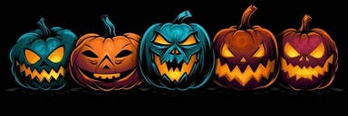 halloween pumpkins vector vector clip art, collection of free halloween pumpkin, in the style of black background, tasteful use of negative space, hellish background, caricature faces, light black and orange, light sky-blue and dark orange