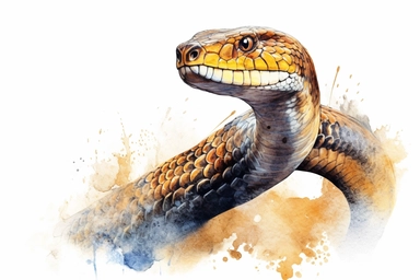 Watercolor, Arabian Cobra Reptile, clipart, hd, on a white background, spaced out