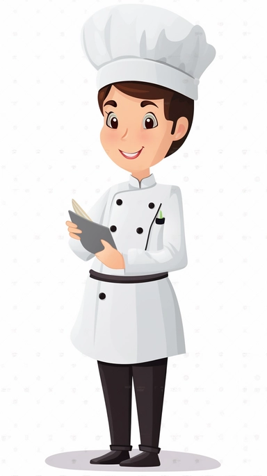 a chef male or female, clipart style, white background