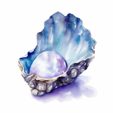 a icy pearl Clipart Watercolor, White background, HD