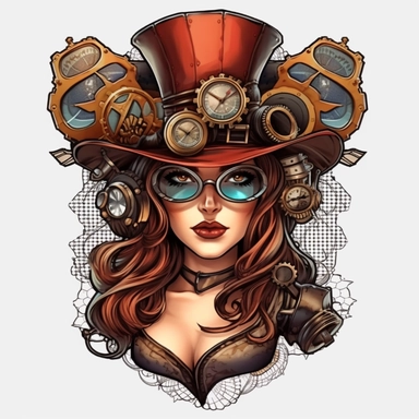 steampunk clipart, 8K, lovely, pretty, stunning, sticker, gangster, super realistic, HD, v 5, q 2
