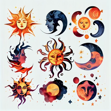 beautiful celestial clipart collection white background