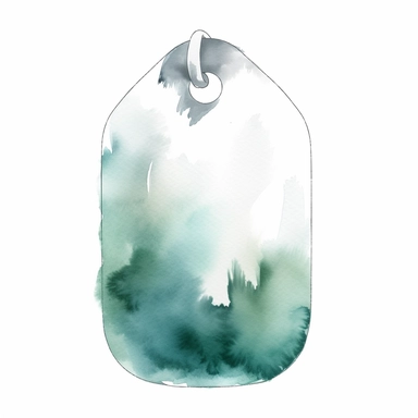 Watercolor dog tag clipart, white isolated background, space out, hd