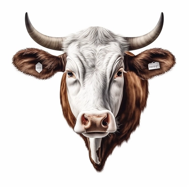 3D Super Realistic Hereford Cow Head Clipart