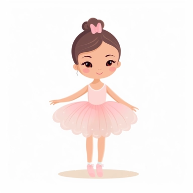 ballerina little girl standing, full body, clipart svg, vector art, white background