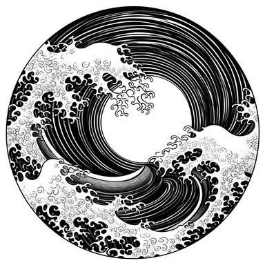black and white circular wave clipart