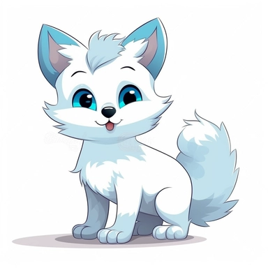 friendly cartoon arctic fox modern clipart vector, white background, no outline