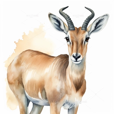 Antelope, watercolor clipart, white background