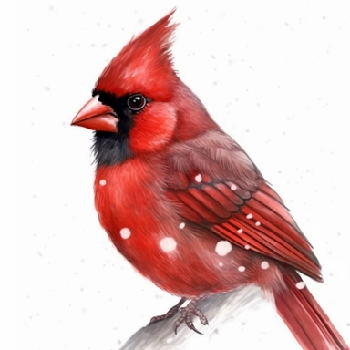 Watercolor Red Cardinal during winter clipart, realistic, photorealistic, highly detailed