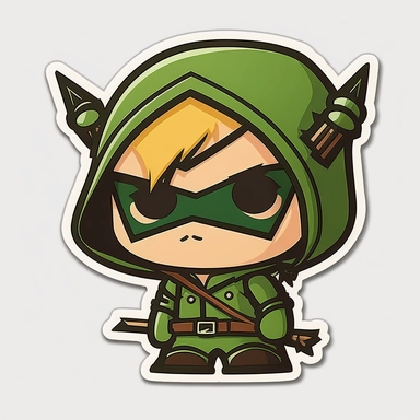 green arrow from dc comics kawaii sticker, cute clipart