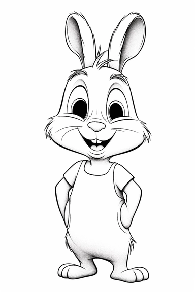 pixar Rabbit clipart, simple line art, monocromatic, isolated on white background, color image, full body, stroke line art, for toddler coloring, 8k