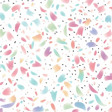 seamless pattern of small particles of pastell colored confetti falling in handpainted watercolors style, clipart, high quality, no background